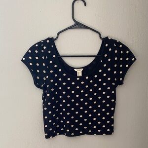 Forever 21 Black and White Polka Dot Crop Top